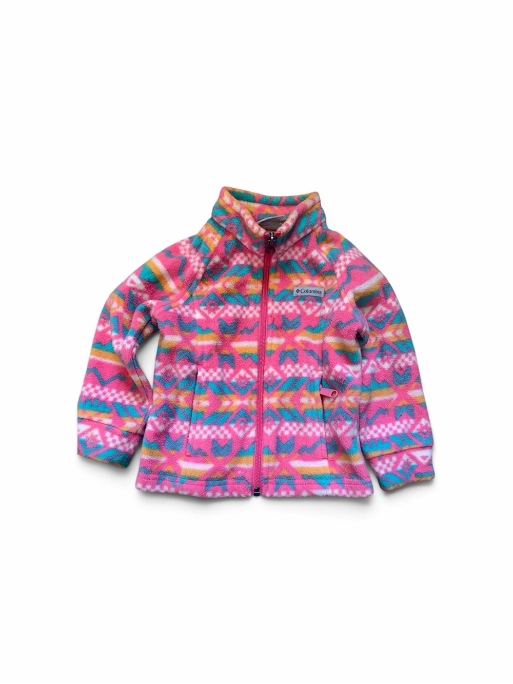 Columbia Aztec Fleece Zip Up Jacket Sz 2T bright Hike Travel Cozy